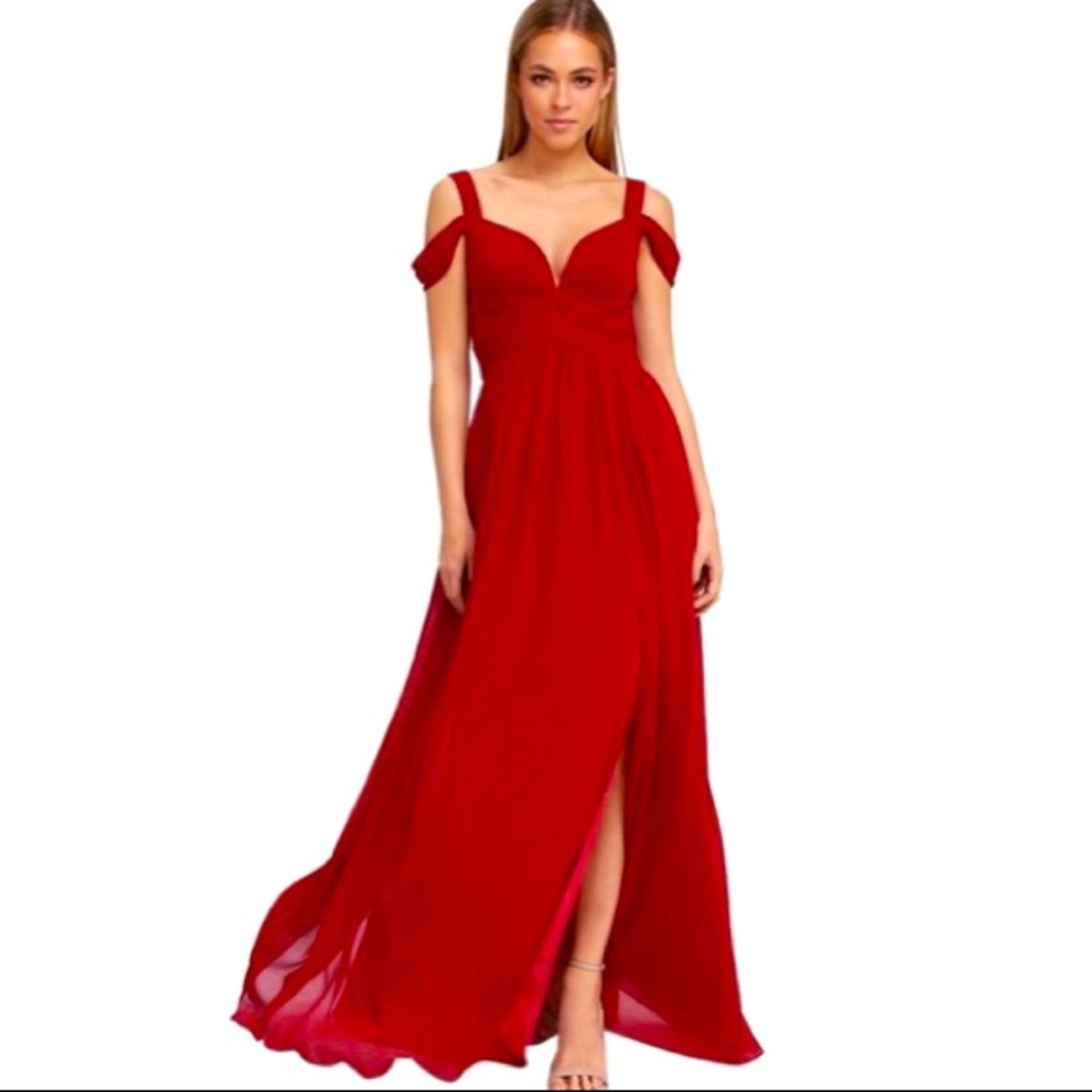 BCBG Red Chiffon Greek Goddess Gown size 4